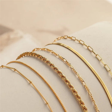 Boho Layered Chain Bracelet Set – 6-Piece Adjustable Silver Stack